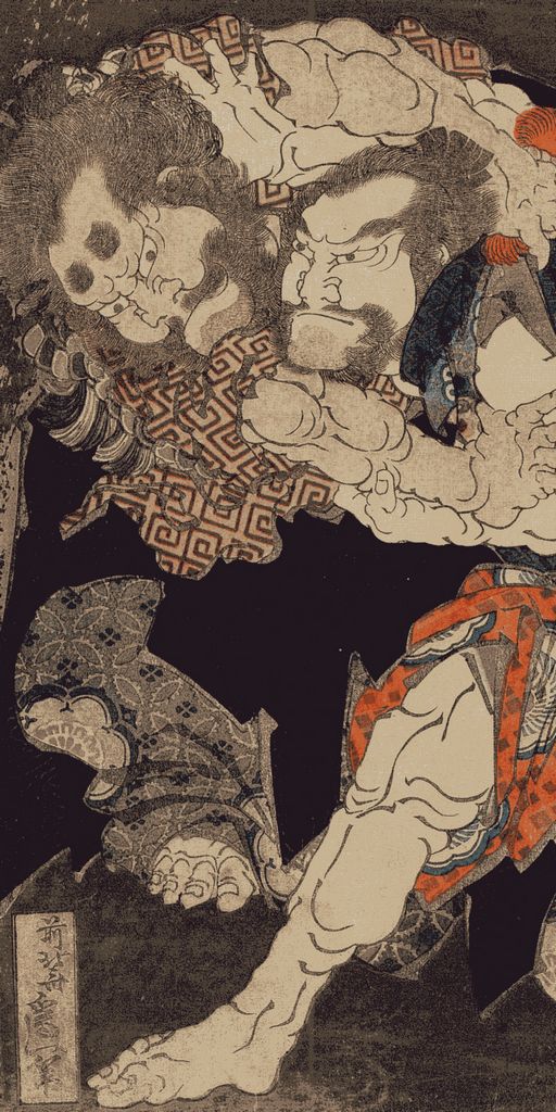 Hokusai: Lottatori di sumo Ki no Natora e Otomo no Yoshio.