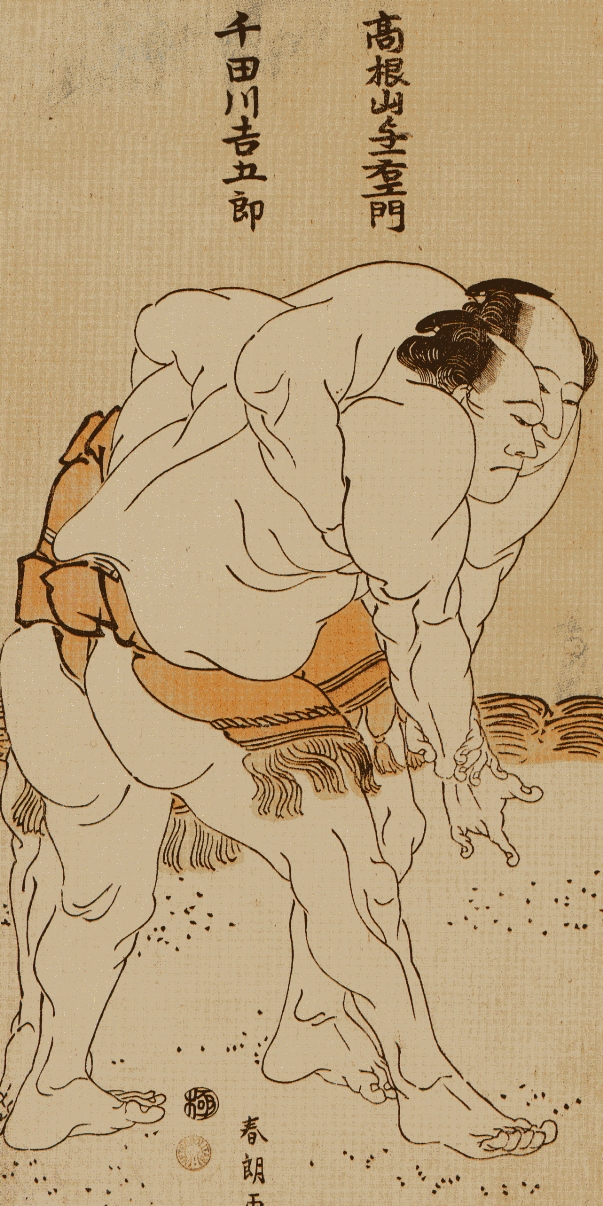 Hokusai: Lottatori di sumo Takaneyama Yoichiemon e Sendagawa Kichigoro.